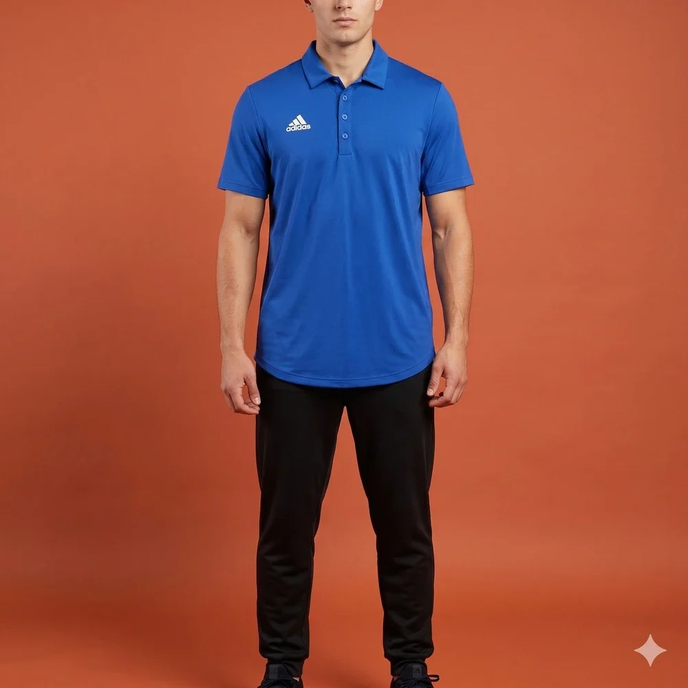 Adidas HG7477‎ Short Sleeve Performance Polo Shirt Mens XLT Blue EUC